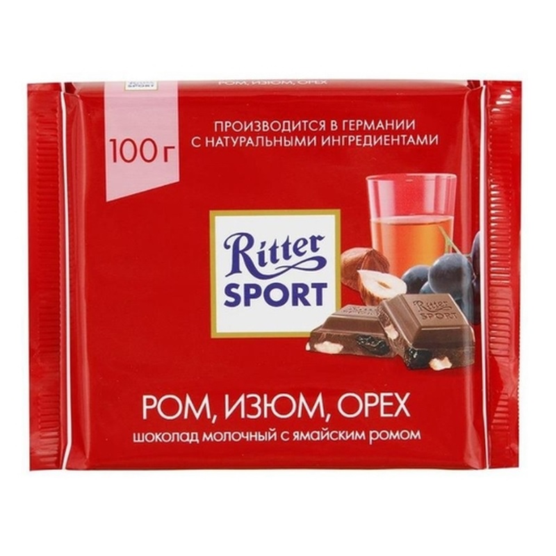 Шоколад Ritter Sport Ром, изюм, орех
